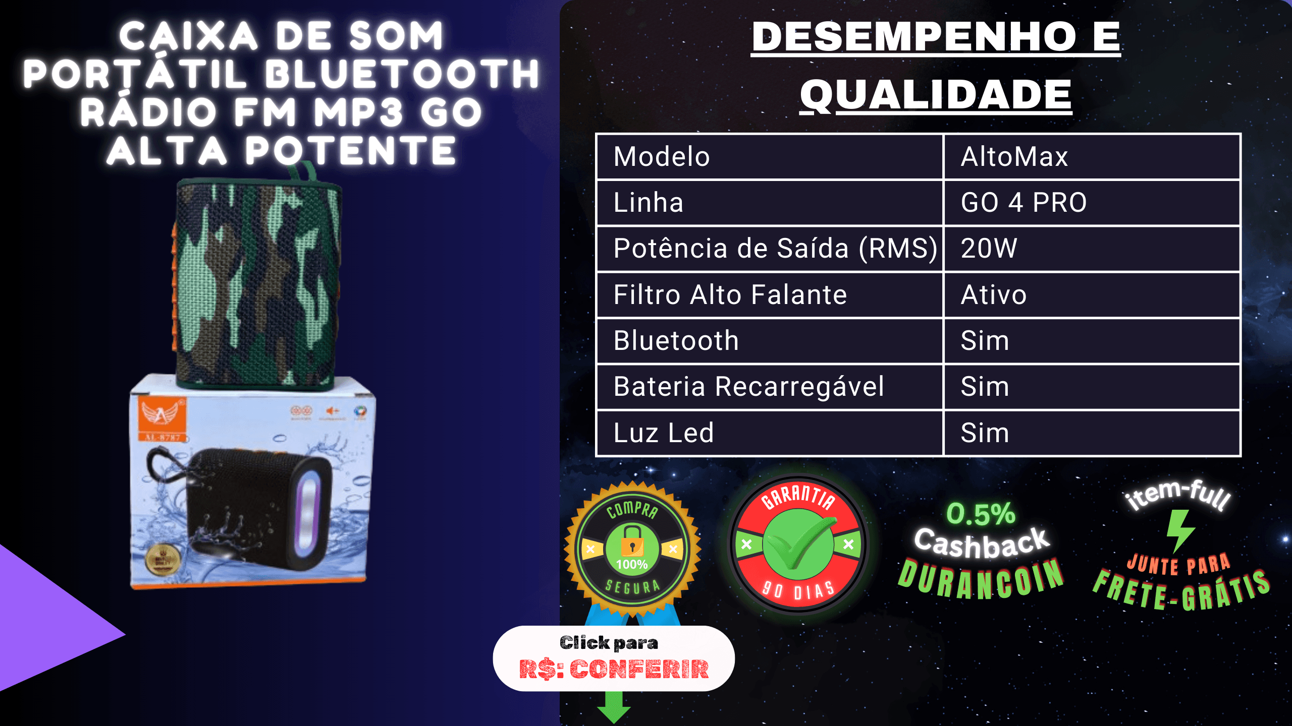 Caixa De Som Portátil Go Alta